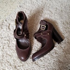 Steampunk Juicy Couture brown leather heels